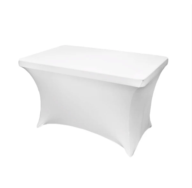 White Spandex Tablecloth for 4 ft Rectangular Table